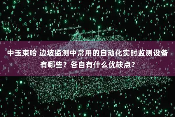 中玉束哈 边坡监测中常用的自动化实时监测设备有哪些？各自有什么优缺点？