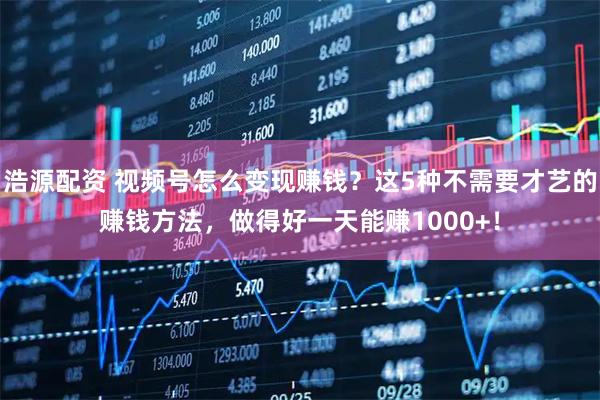 浩源配资 视频号怎么变现赚钱？这5种不需要才艺的赚钱方法，做得好一天能赚1000+！